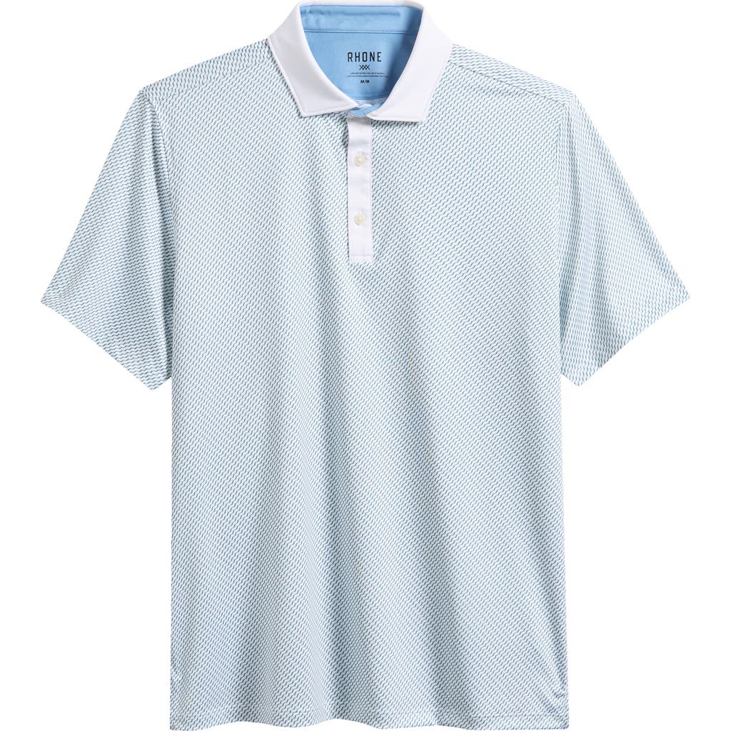 Rhone Performance Golf Polo In Tidal Green Wavy Stripe
