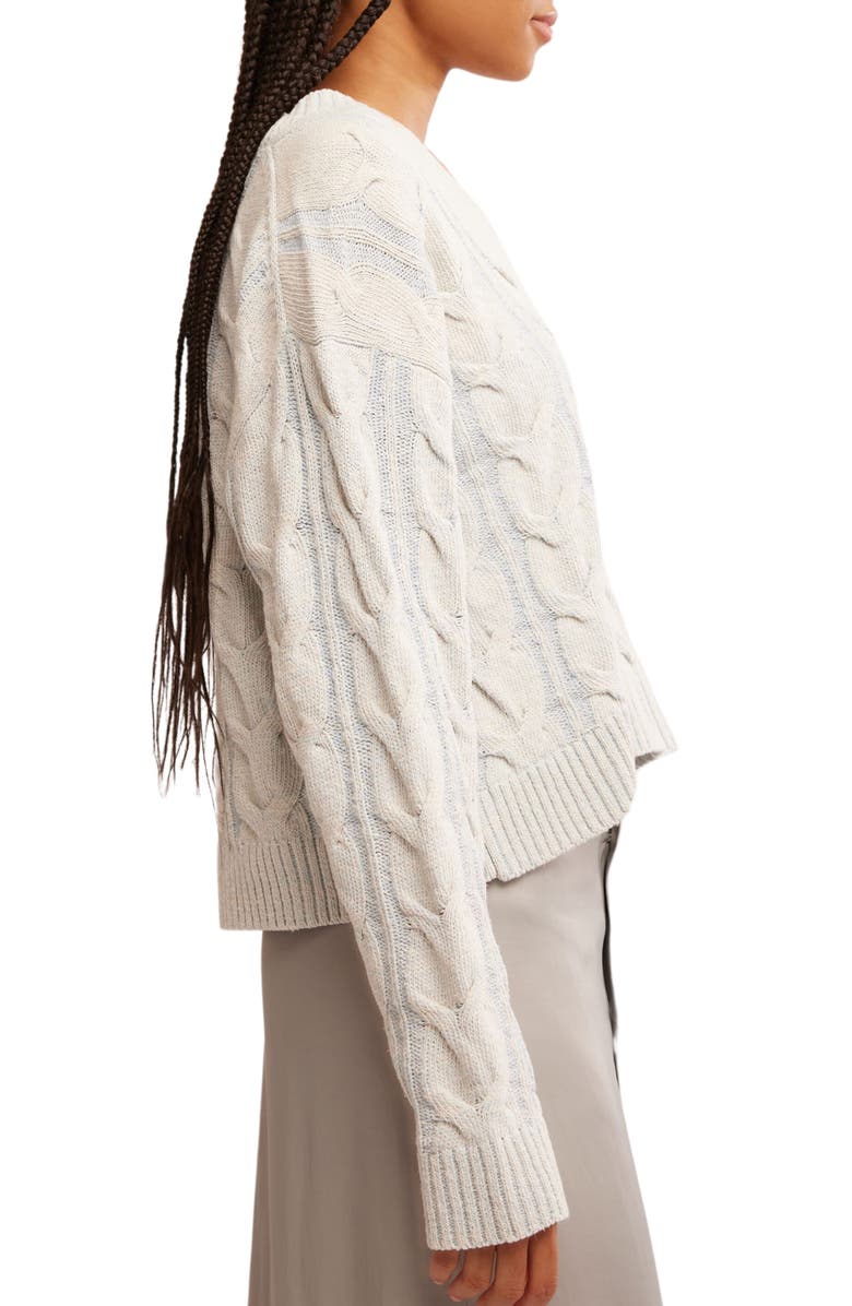 Free People Washed Cable Sweater, Alternate, color, Pale Blue