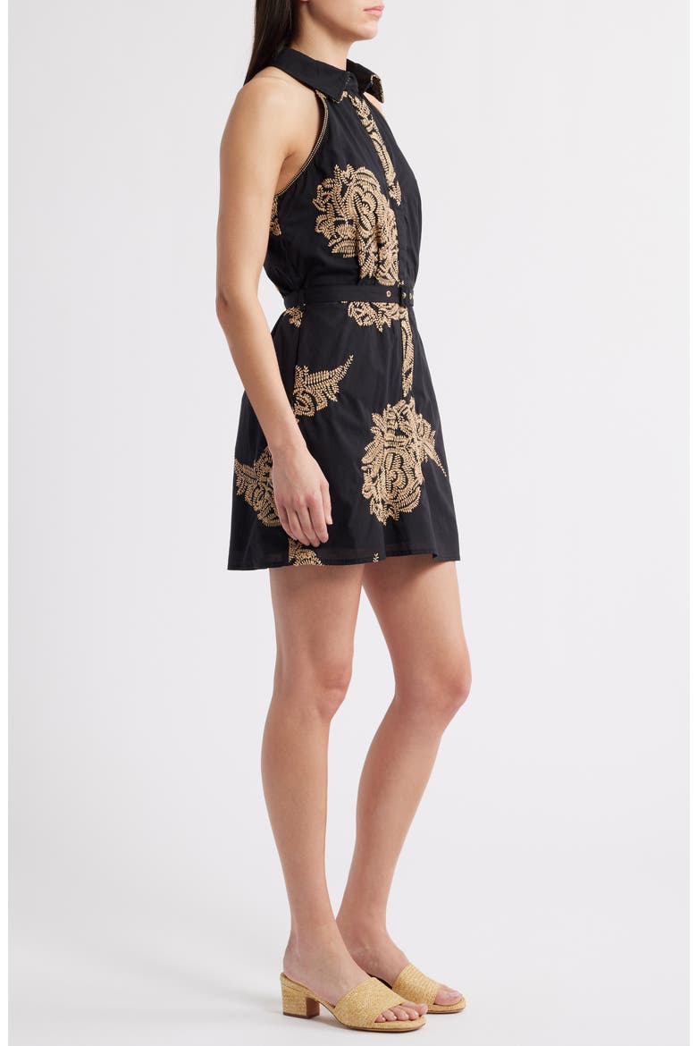 Frances Embroidered Belted Shirtdress, Alternate, color, BLACK/ CREAM