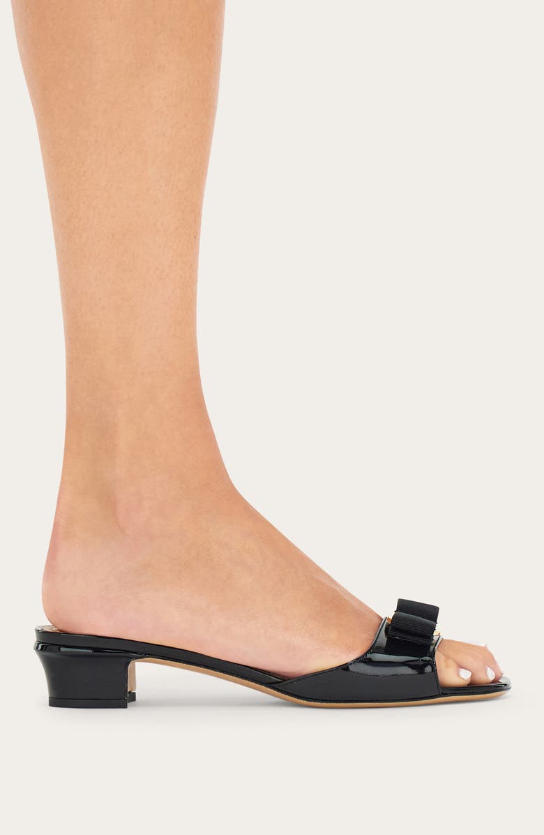 FERRAGAMO Vanilla Bow Slide Sandal, Alternate, color, Nero Biscotto
