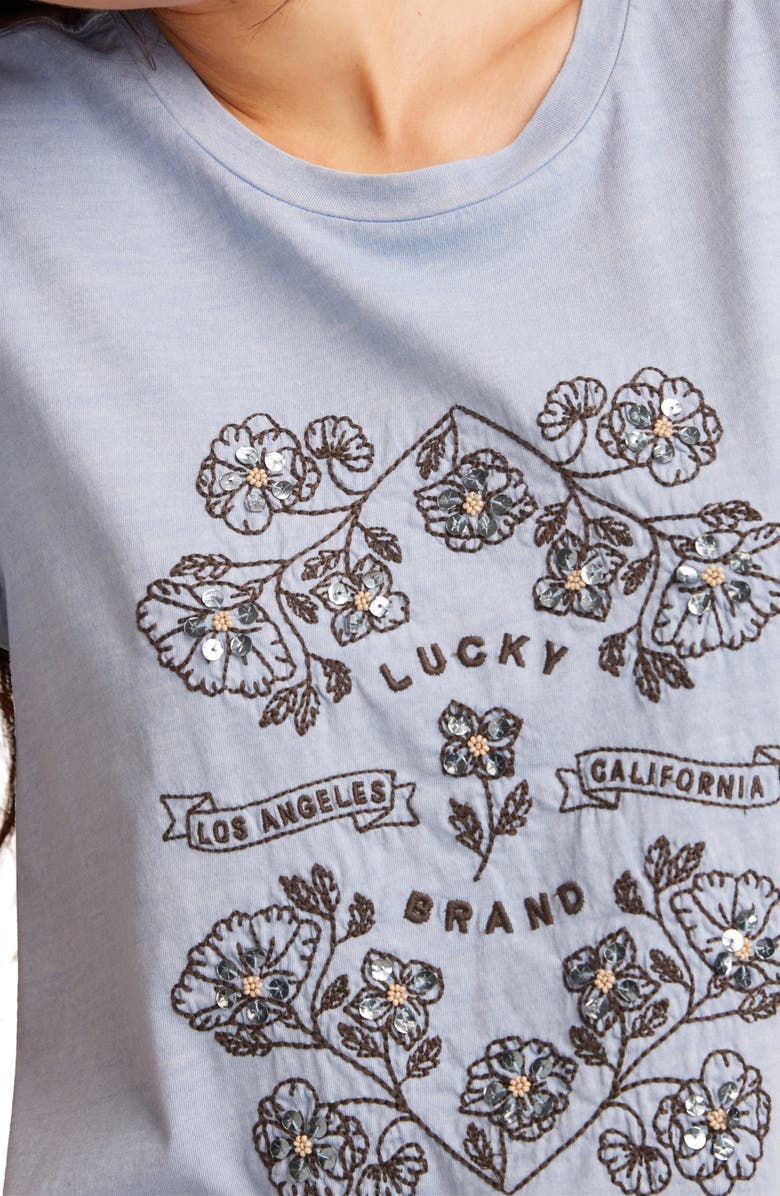 Lucky Brand Sequin Embroidered T-Shirt, Alternate, color, 