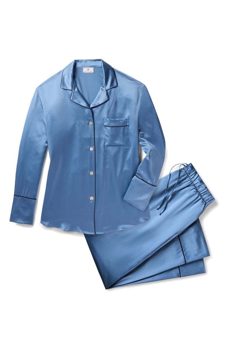 Petite Plume Mulberry Silk Pajamas, Alternate, color, Blue