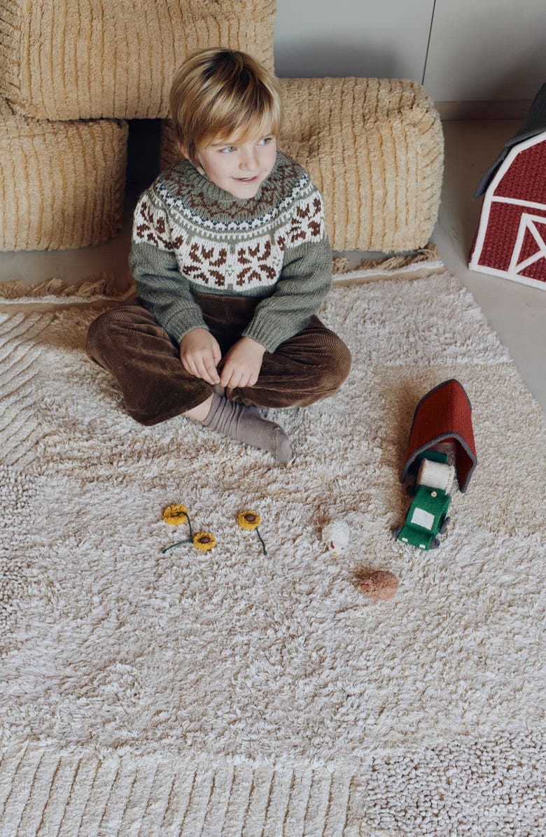 Lorena Canals Farm Fields Cotton Blend Washable Play Rug, Alternate, color, Natural