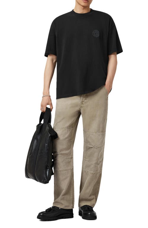Allsaints Oversized Waved Logo Tee In Black