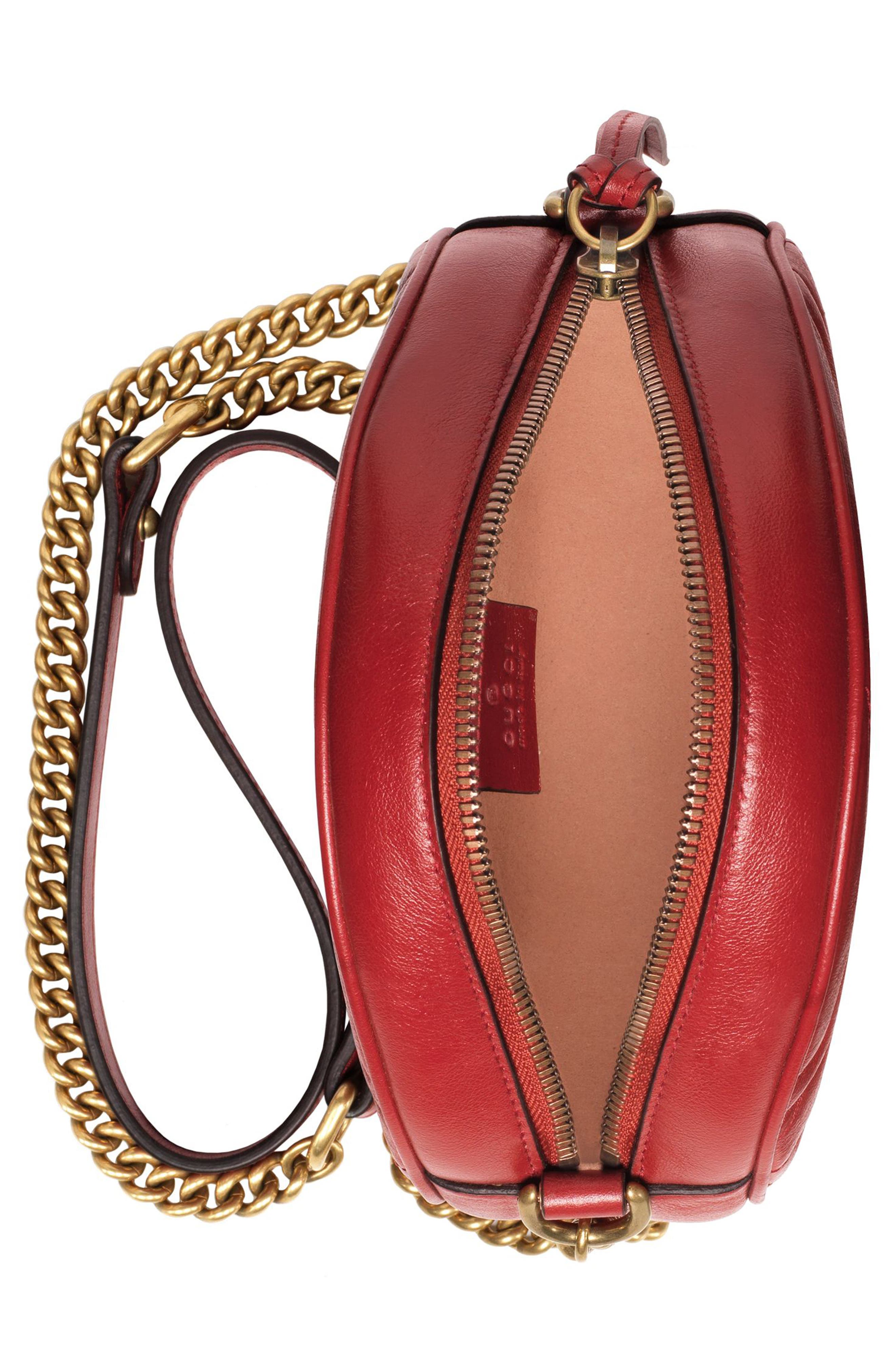 Gucci Mini GG Matelassé Round Leather Shoulder Bag, Alternate, color, 