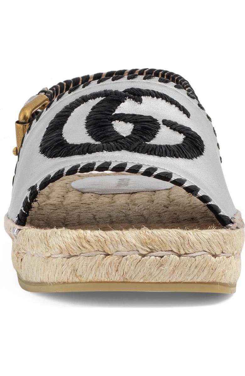 Gucci Pilar Embroidered Double G Logo Slingback Espadrille Sandal, Alternate, color,