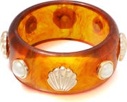 Adornia Faux Pearl & Shell Bangle Bracelet