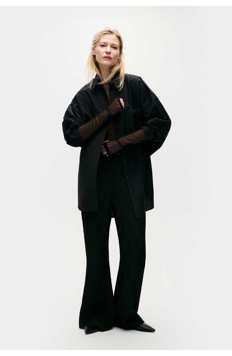 SILK LAUNDRY COTTON SILK ROUND SHIRT BLACK, Main, color, 