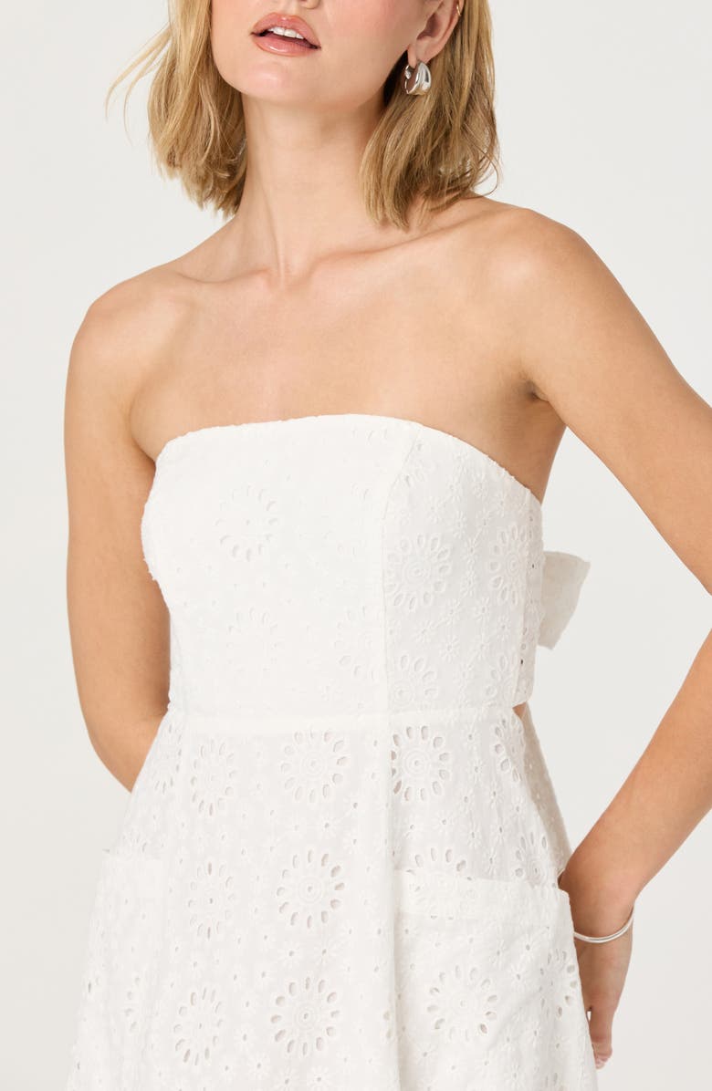 ASTR the Label Strapless Cotton Eyelet Dress, Alternate, color, White