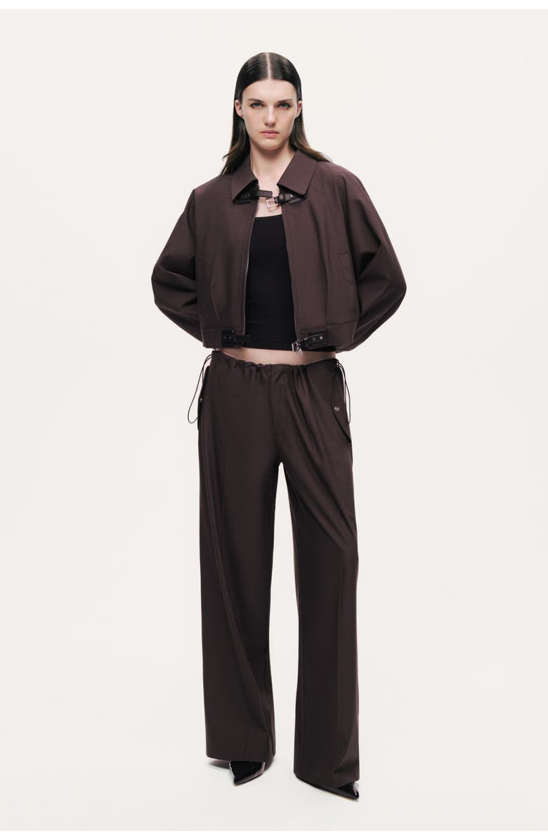 Nocturne Buckle Detail Cropped Zip Jacket, Alternate, color, Dark Brown