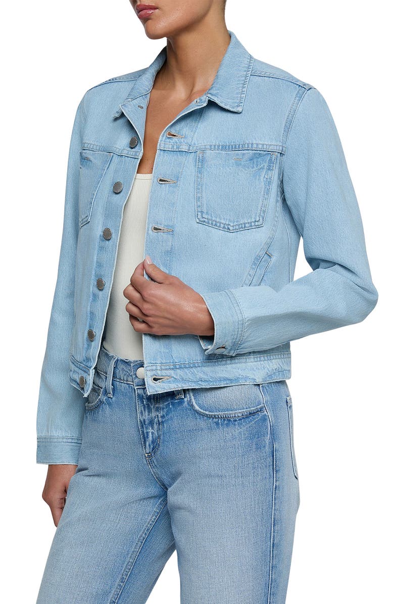 L'AGENCE Celine Denim Trucker Jacket, Alternate, color, Fontana
