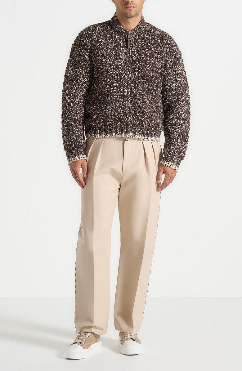 Manière De Voir Darel Speckled Knit Bomber Jacket, Alternate, color, Brown