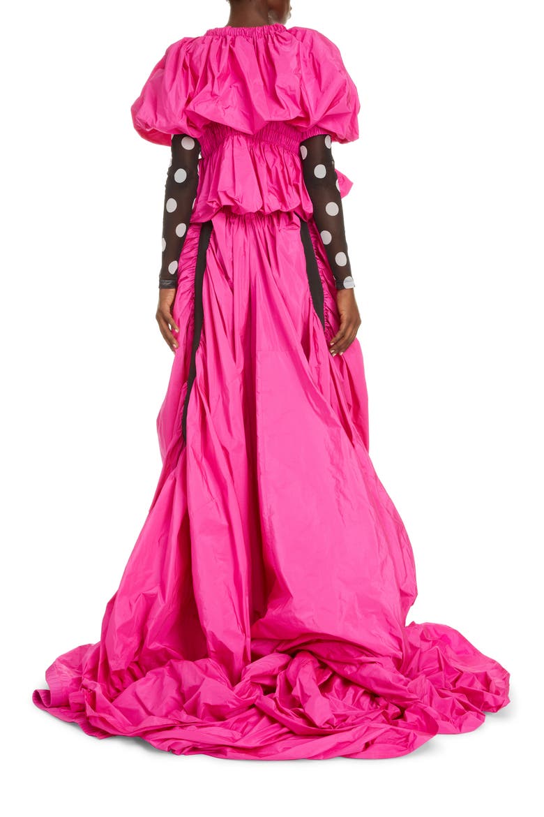 Rama Puff Sleeve Tie Front Gown, Alternate, color, FUCHSIA