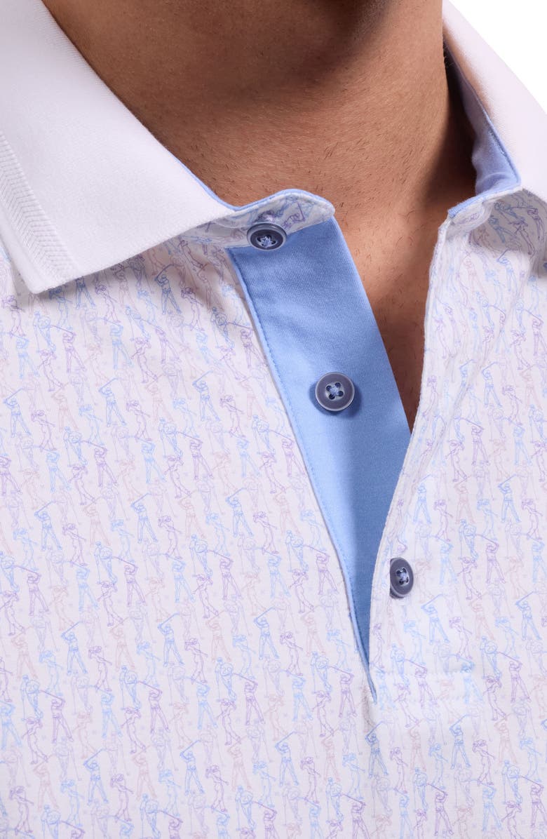 Bugatchi Valerian OoohCotton<sup>®</sup> Golf Sketch Print Polo, Alternate, color, Dusty Pink