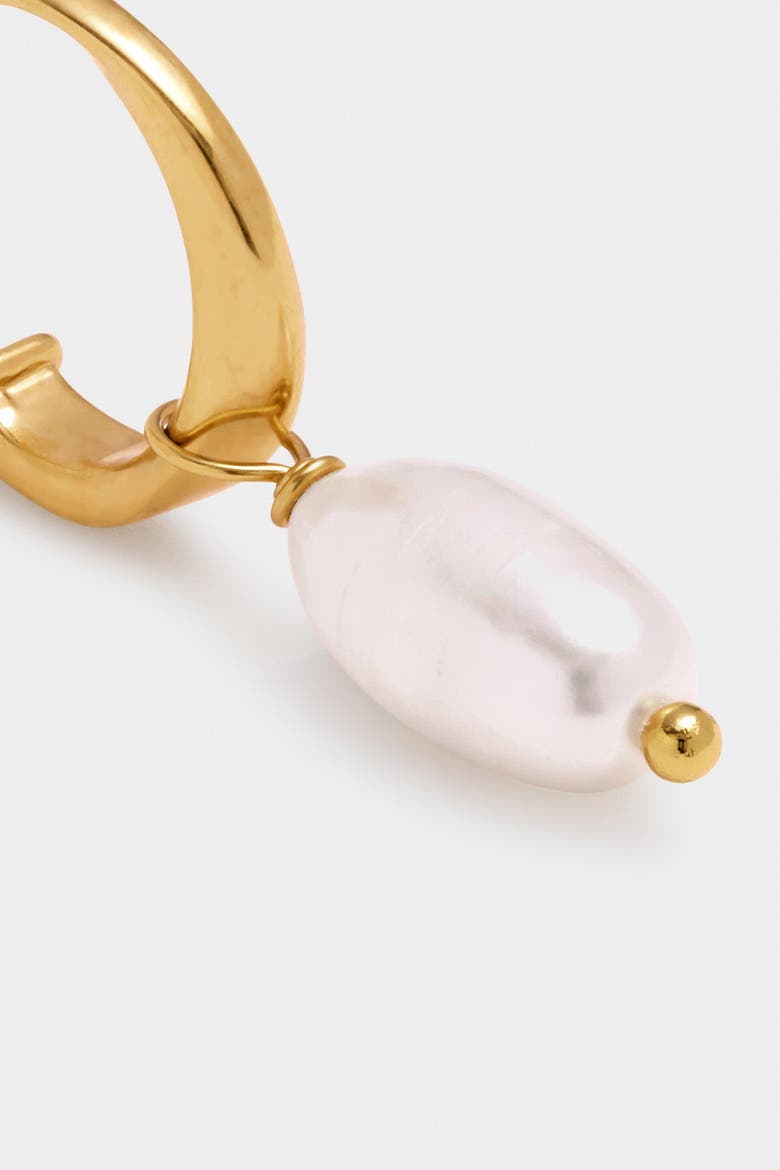 Pearl Lustre Hoop Earrings in Pearl and Gold, Alternate, color, Gold