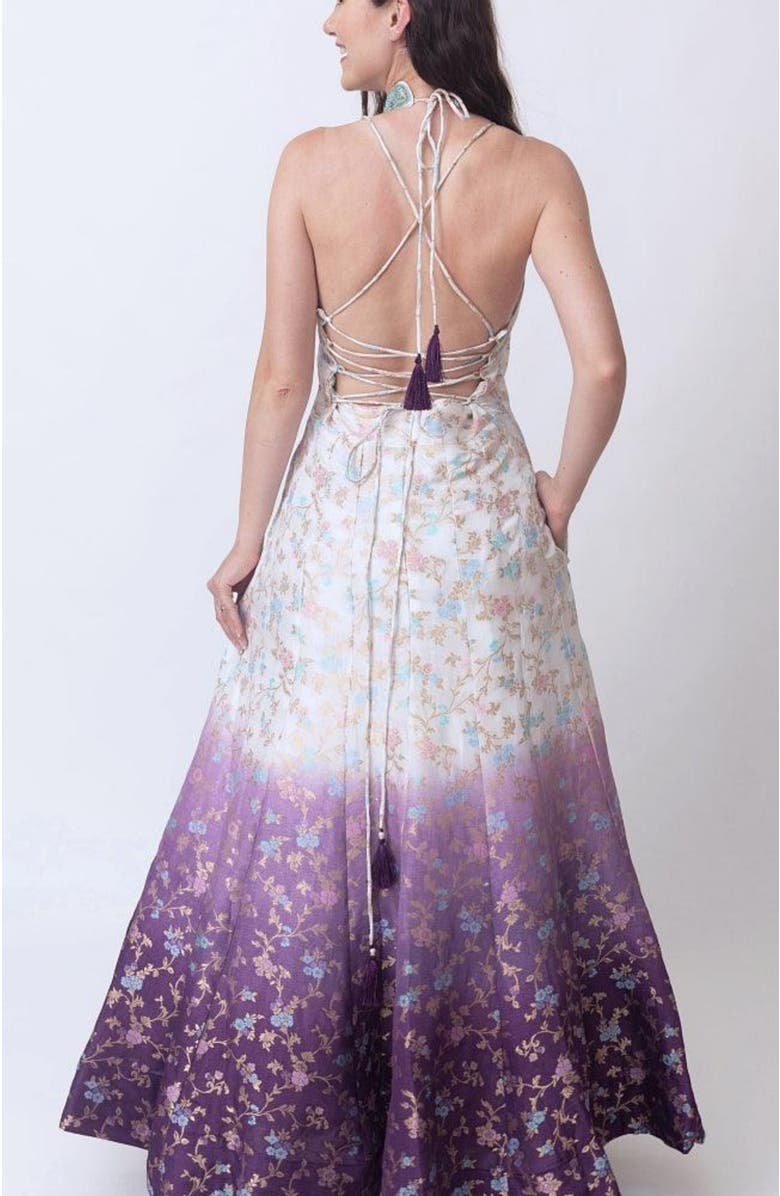 RAAS Maria Shaded Banarasi Jacquard Gown, Alternate, color, White Multi