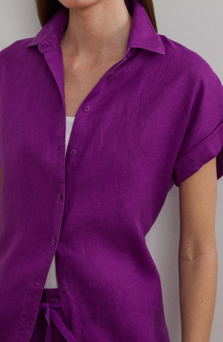 Lauren Ralph Lauren Relaxed Fit Short Sleeve Linen Button-Up Shirt, Alternate, color,