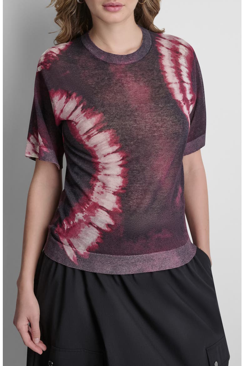 Tie Dye Short Sleeve Cotton Blend Sweater, Main, color, FIREWORK TIEDYE