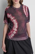 DKNY Tie Dye Short Sleeve Cotton Blend Sweater