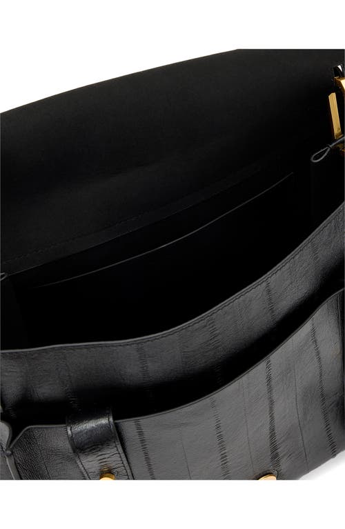 Allsaints Ursa Eel Skin Embossed Leather Satchel In Black