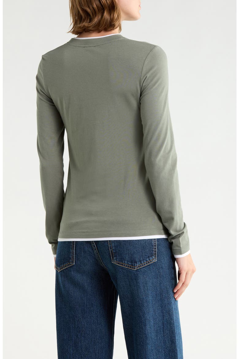 Double Layer Long Sleeve T-Shirt, Alternate, color, ARMY GREEN