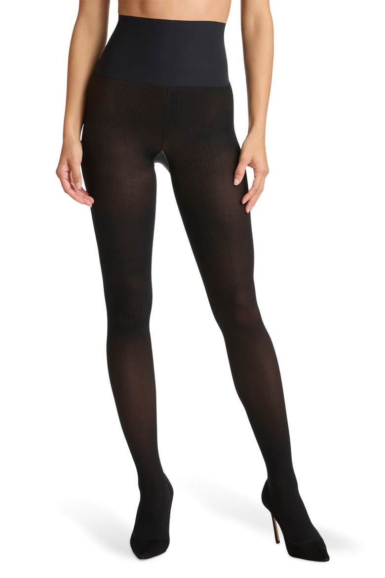 Rib Semisheer Tights, Alternate, color, BLACK