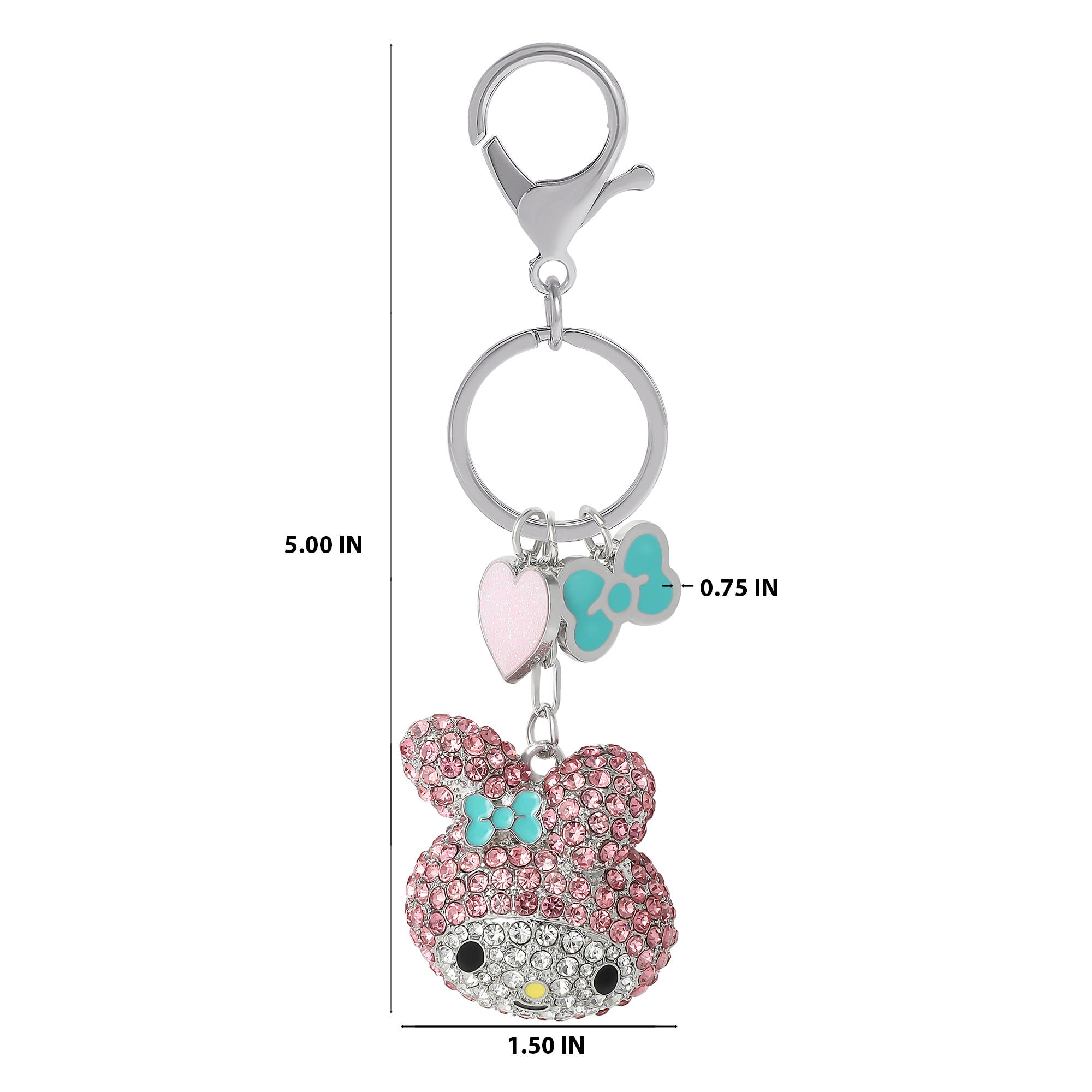 Hello Kitty My Melody Crystal Cluster Pavé Bag Charm Keychain, Alternate, color, Pink, Multi