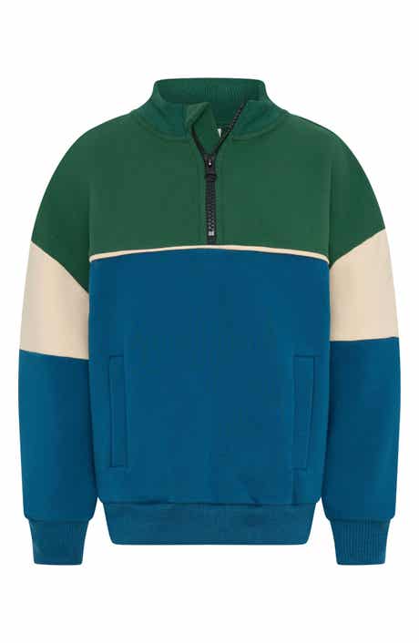 TINY TRIBE Kids' Colorblock Cotton Half Zip Sweatshirt