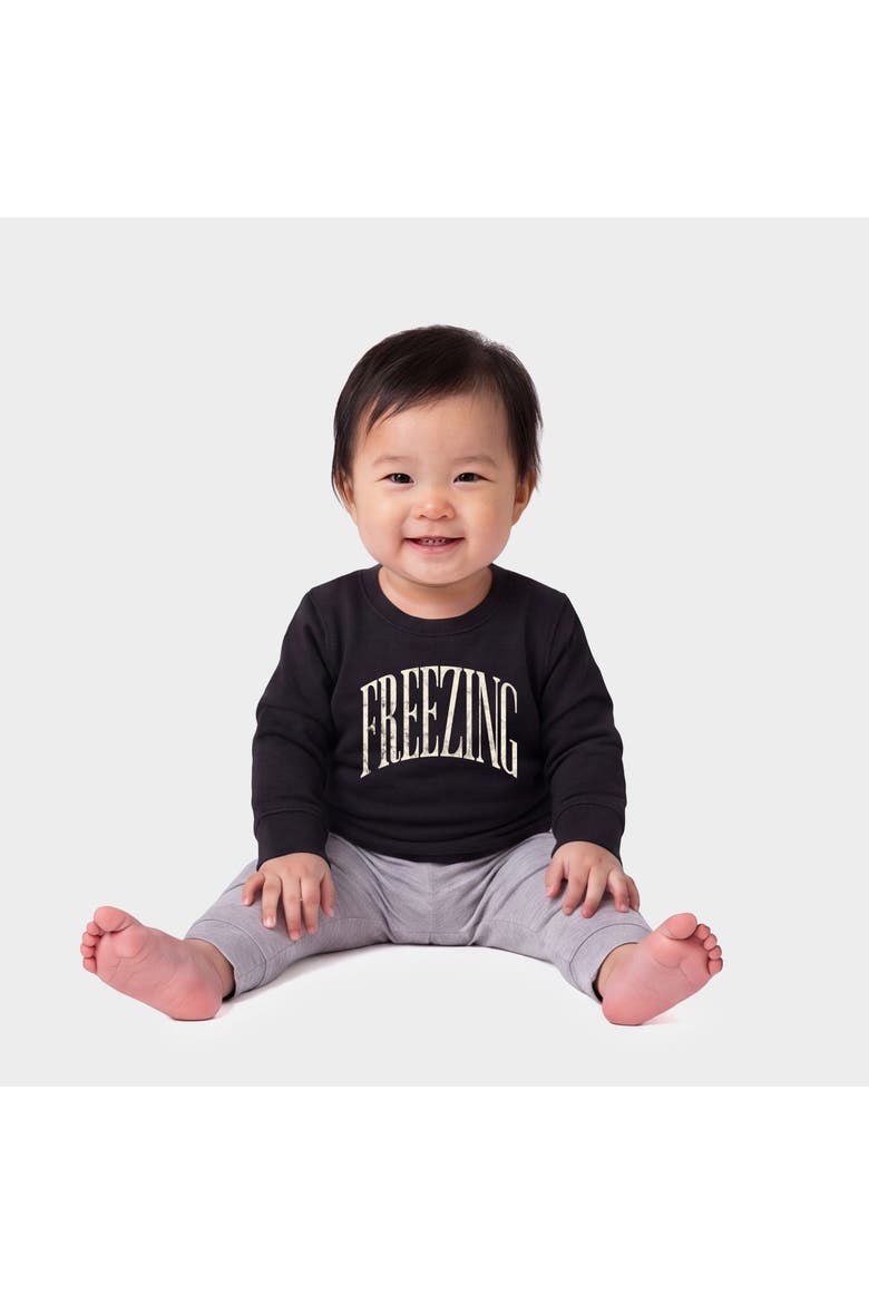 Freezing Arched Crew Fleece Sweatshirt Baby, Main, color, Black