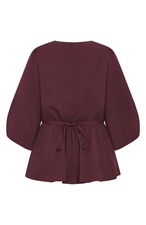 City Chic Celina Wrap Top In Burgundy