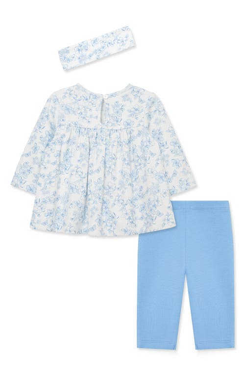Little Me Smocked Tunic, Pants & Headband Set In Blue