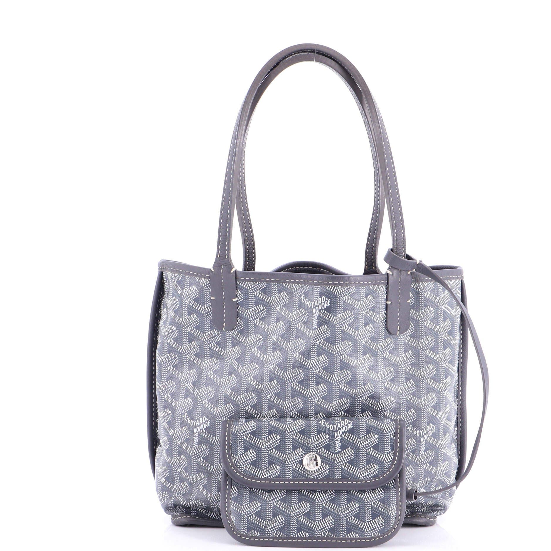 Pre-Owned Goyard Anjou Reversible Tote Coated Canvas Mini, Alternate, color, Gray