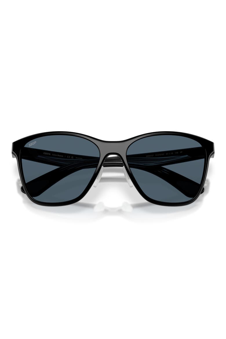 Luna Nueva 57mm Polarized Butterfly Sunglasses, Alternate, color, BLACK / GRAY