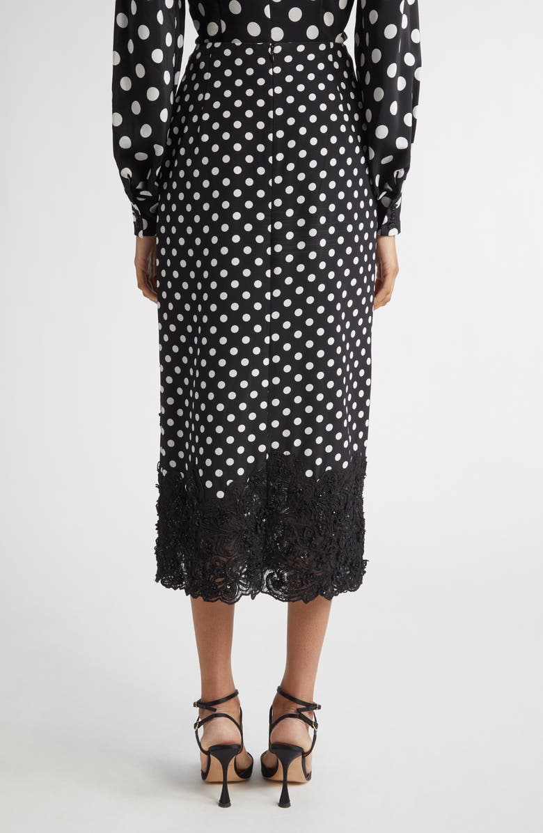 Carolina Herrera Lace Trim Polka Dot Skirt, Alternate, color, 