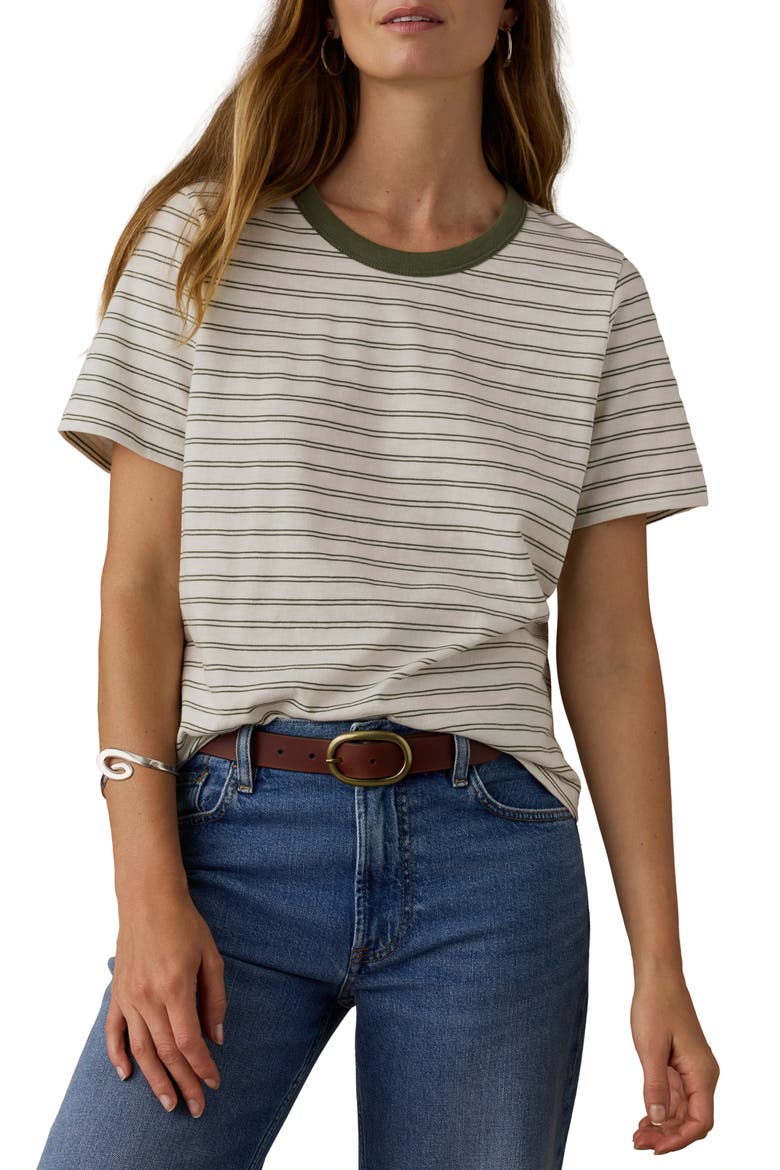 Sunwashed Essential Cotton T-Shirt, Main, color, FOUR LEAF CLOVER MINI STRIPE