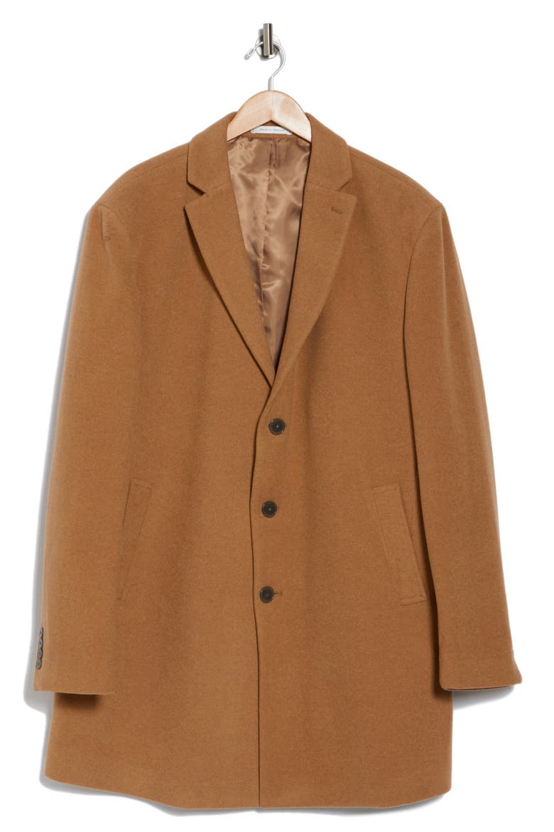 Slim Fit Wool Blend Overcoat, Main, color, CAMEL