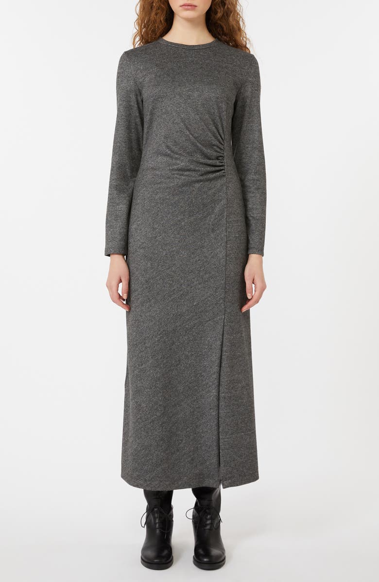 Weekend Max Mara Decano Ruched Long Sleeve Maxi Dress, Main, color, Dark Grey