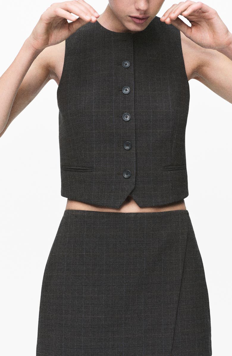 MANGO Check Wrap Skirt, Alternate, color, Brown