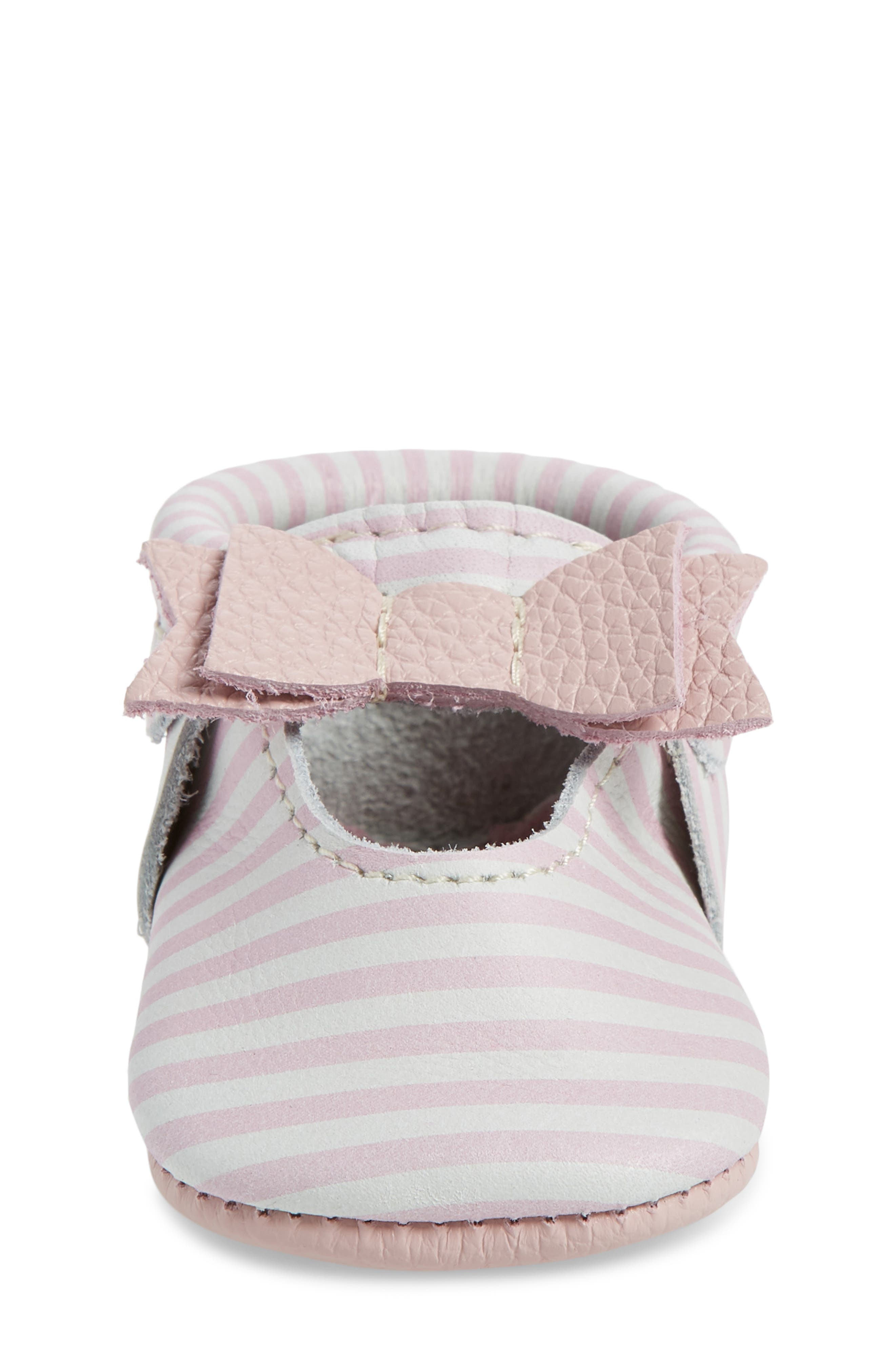 Bow Moccasin, Alternate, color, PINK STRIPE