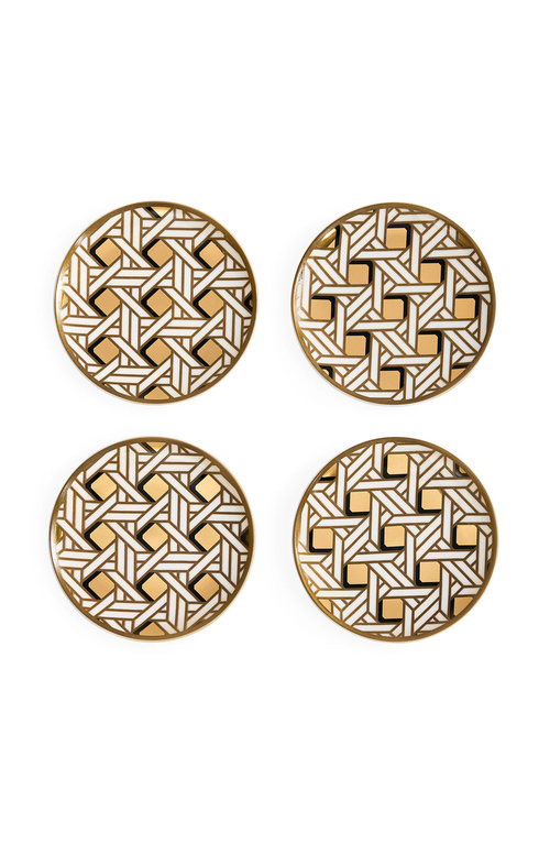 Jonathan Adler Basketweave Coaster Set In Multi