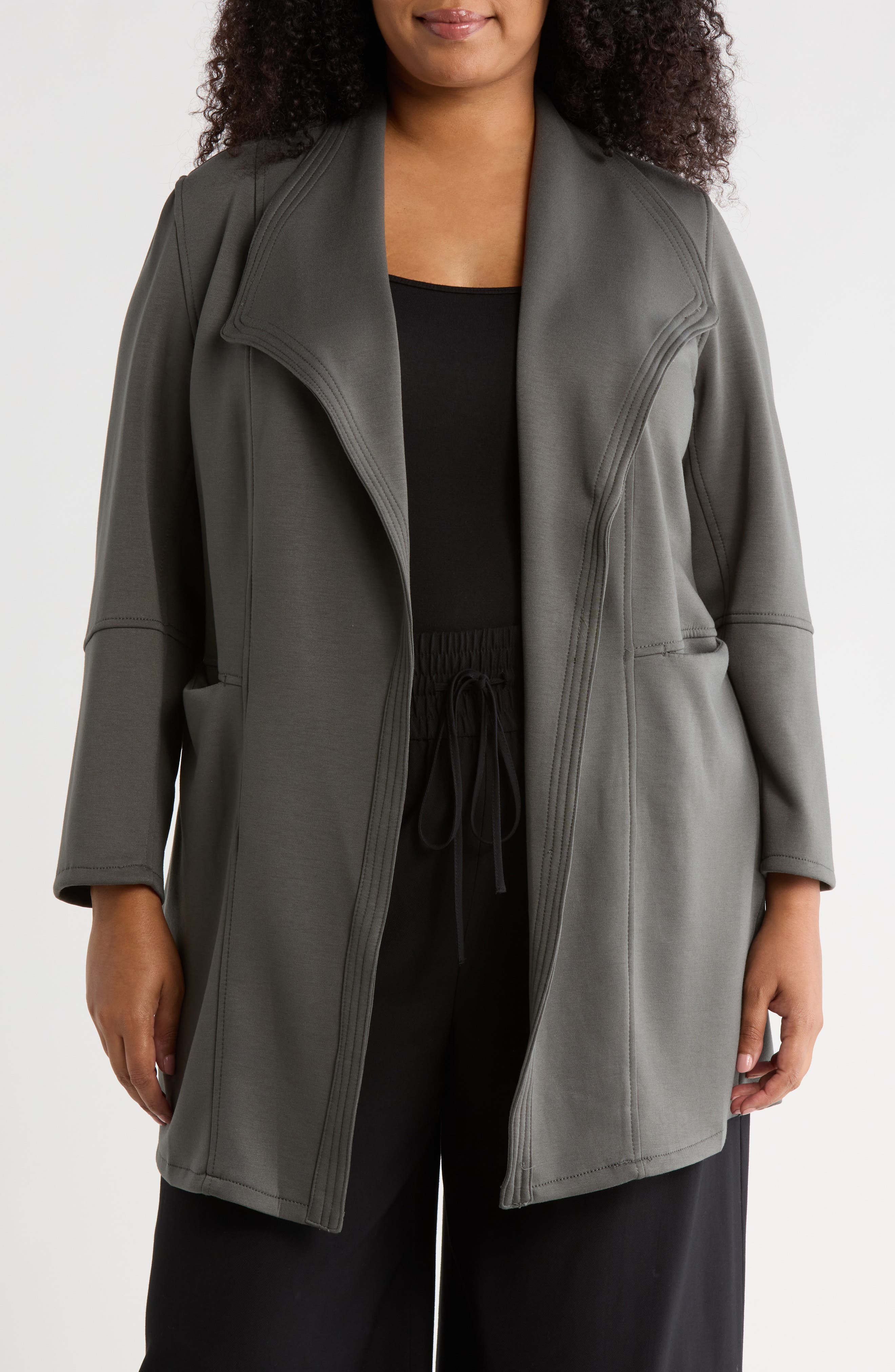 Draped Collar Scuba Jacket - image 5