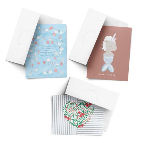 Baby Greeting Card Pack (3ct) "Swan Heart Unicorn"