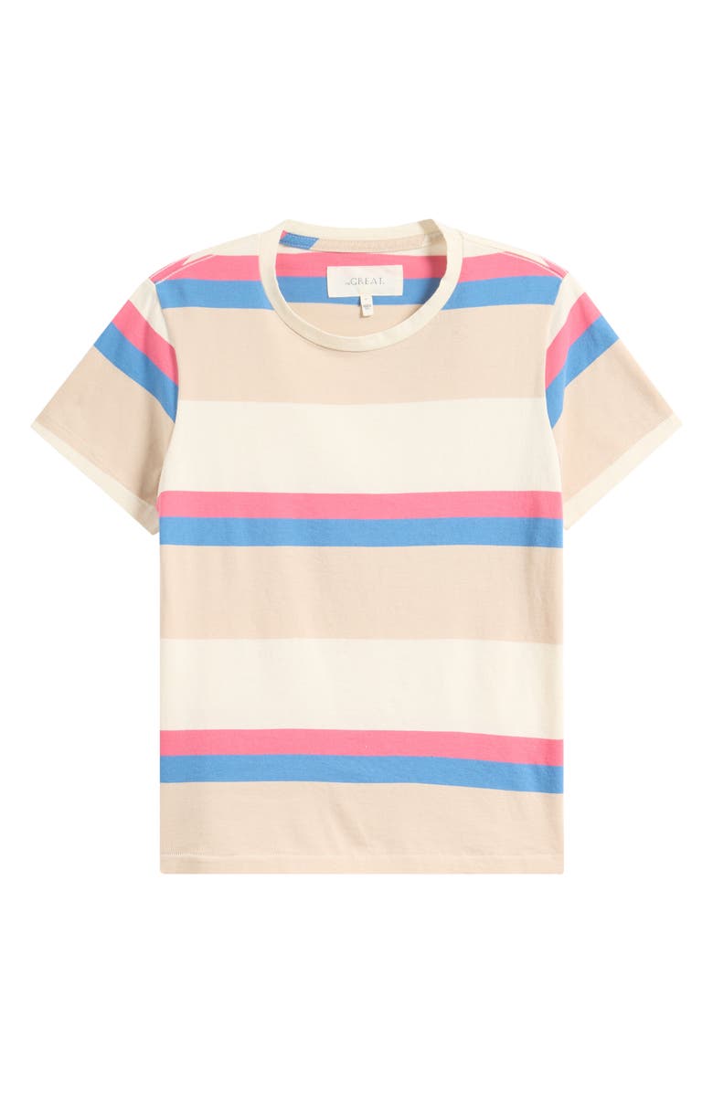 THE GREAT. The Little Stripe Cotton T-Shirt, Main, color, Study Hall Stripe