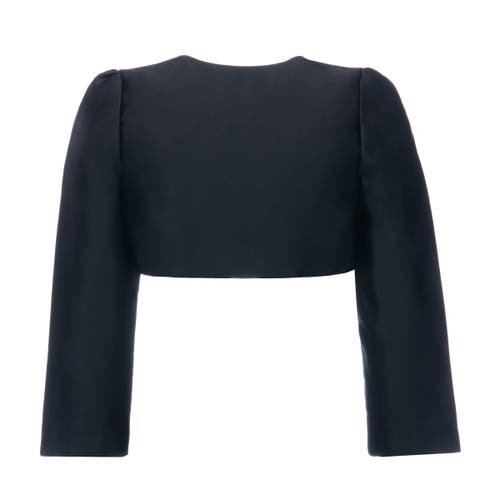 Tulleen Cropped Satin Jacket In Black