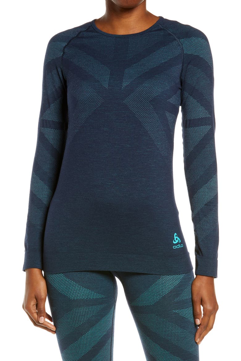 Women's Natural + Kinship Warm Base Layer Top, Main, color, DARK SAPHIRE