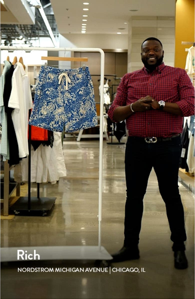 Wayside Leaf Print Knit Shorts, sales video thumbnail