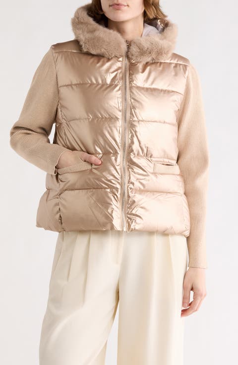 Faux Fur Trim Hooded Puffer Jacket