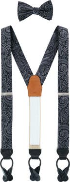 Trafalgar Sobee Paisley Silk Brace and Bow Tie Set