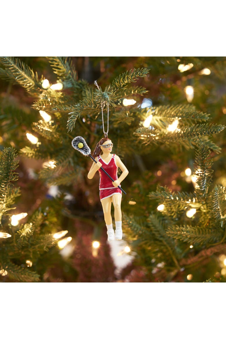 Lacrosse Girl Player Ornament, Alternate, color, Red