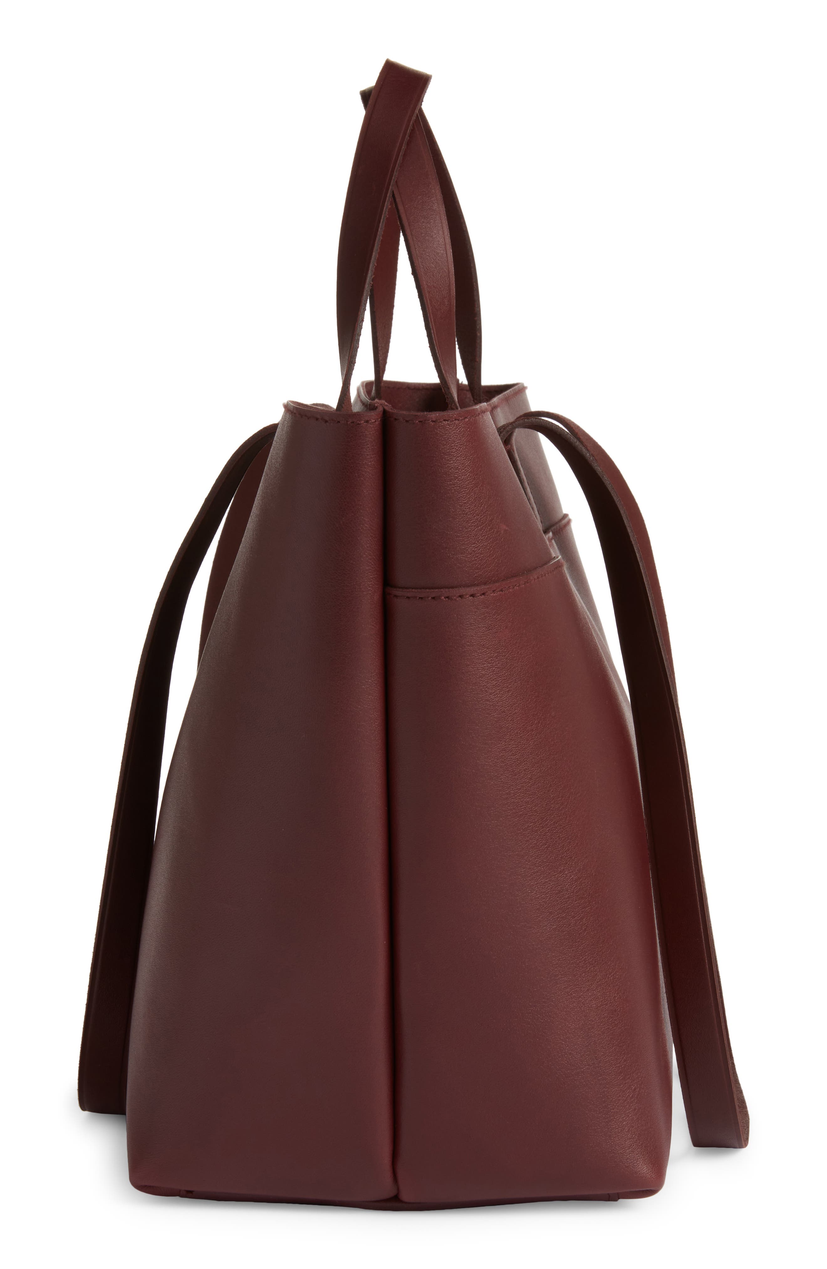 Madewell Medium Essentials Leather East/West Tote, Alternate, color, Dark Cabernet